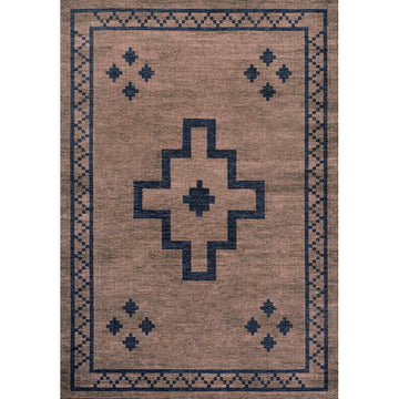 Korsa Geometric Medallion Machine-washable Area Rug